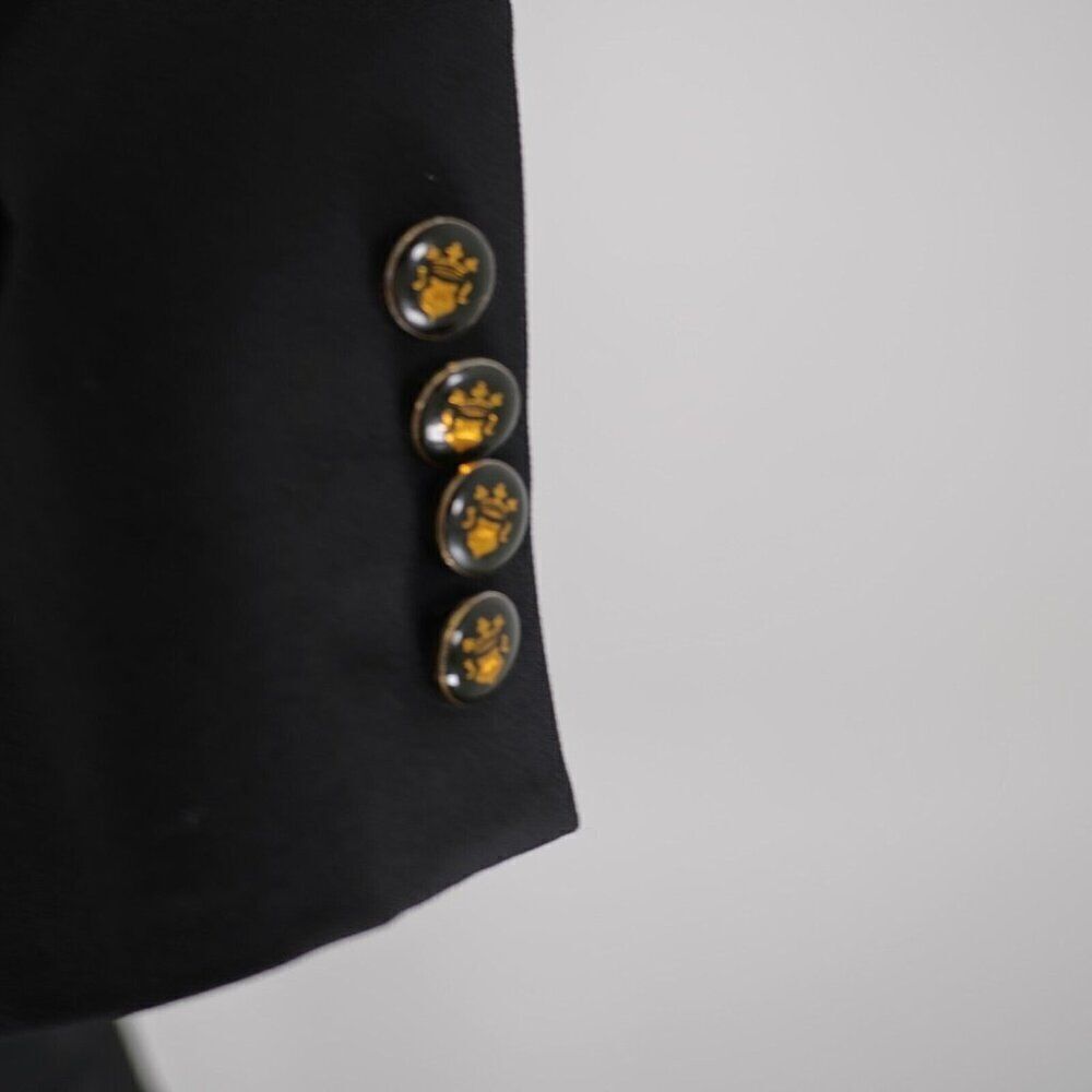 Baroni Comero Super 120s Wool Black 3 Gold / Black Button Blazer 42R Italy Made - Picture 3 of 12